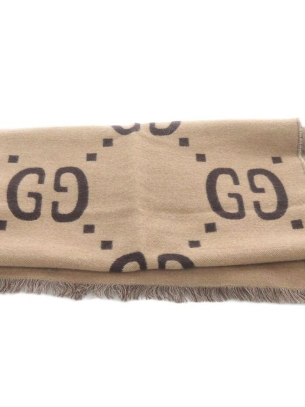 Gucci GG Jagadouble Silk Scarf Shawl Beige Brown - Picture 3 of 6
